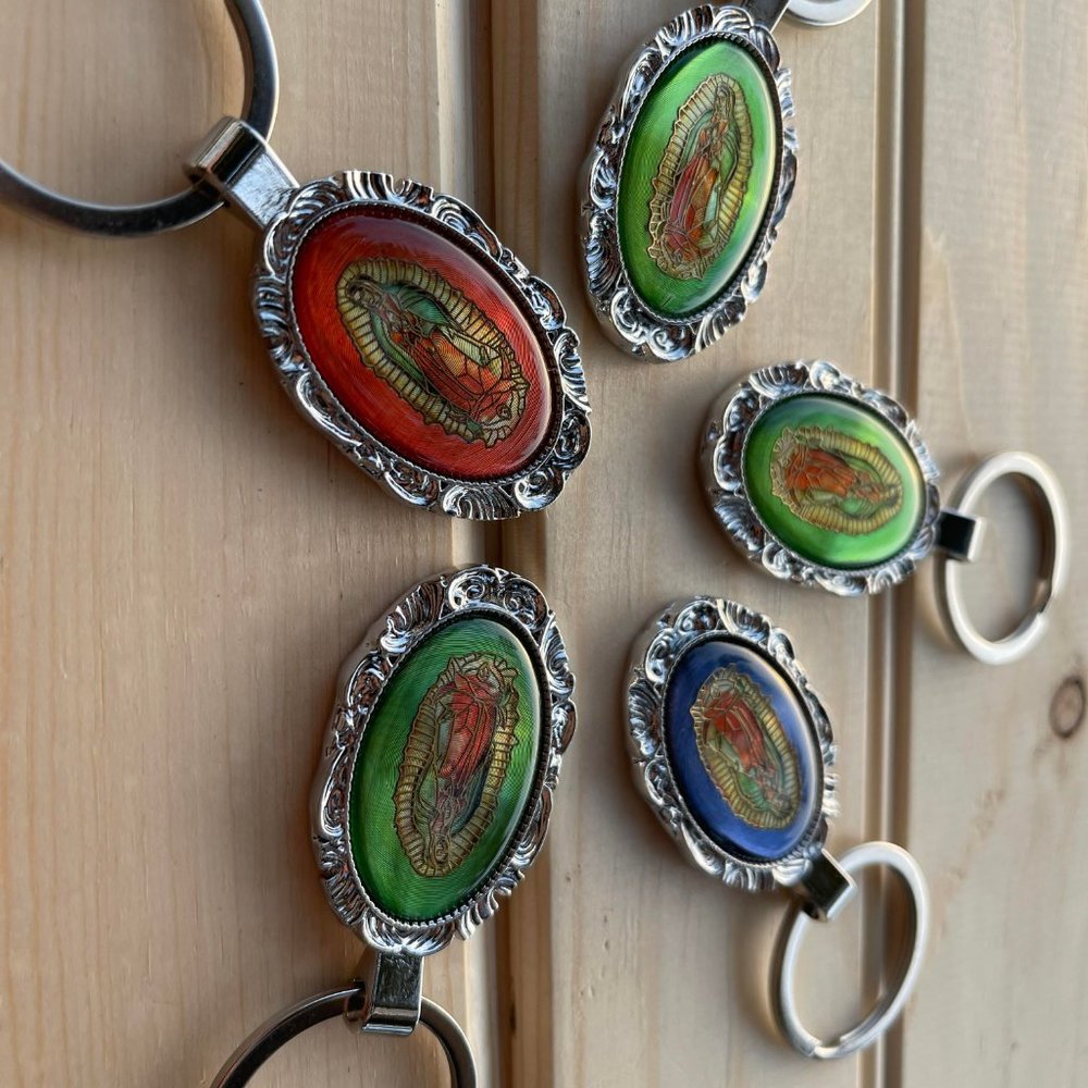 Set of 5 Stainless Steel Keychain Guadalupe Virgen Small Gifts